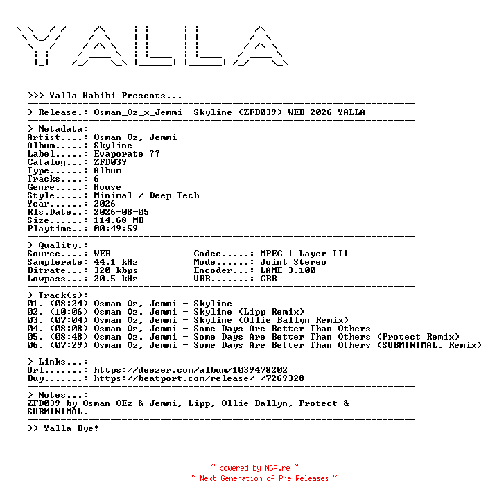 NFO for the release Osman_Oz_x_Jemmi--Skyline-(ZFD039)-WEB-2026-YALLA by YALLA