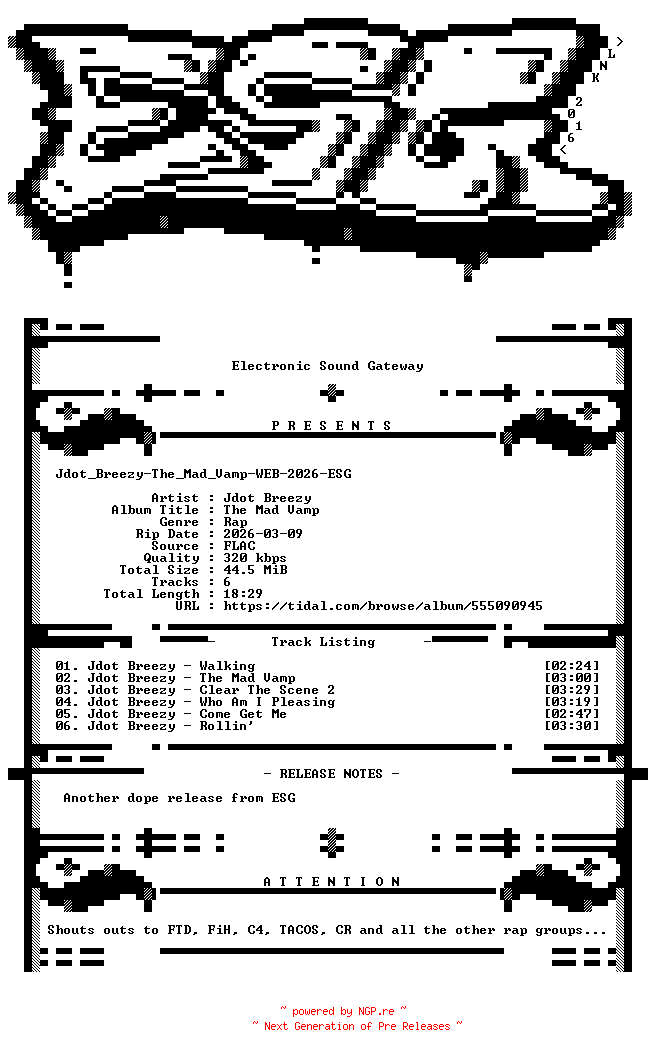 NFO for the release Jdot_Breezy-The_Mad_Vamp-WEB-2026-ESG by ESG