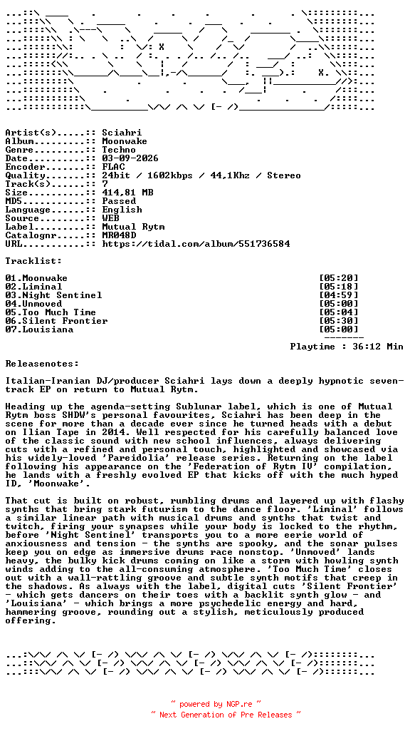 NFO for the release Sciahri-Moonwake-MR048D-24BIT-WEB-FLAC-2026-WAVED by WAVED