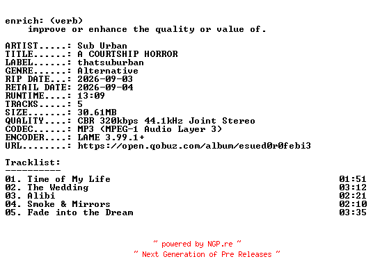 NFO for the release Sub_Urban-A_COURTSHIP_HORROR-EP-WEB-2026-ENRiCH by ENRiCH