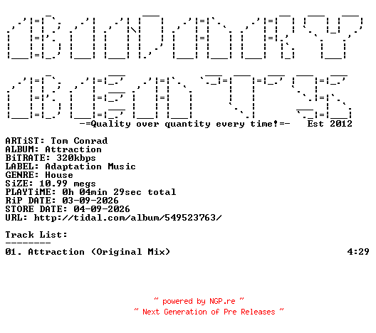 NFO for the release Tom_Conrad-Attraction-(AM177)-SINGLE-WEB-2026-BB by BB