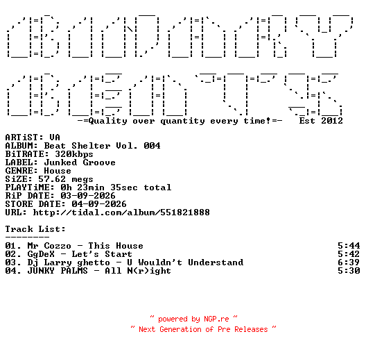 NFO for the release VA-Beat_Shelter_Vol._004-(JGRVDIGI018)-WEB-2026-BB by BB