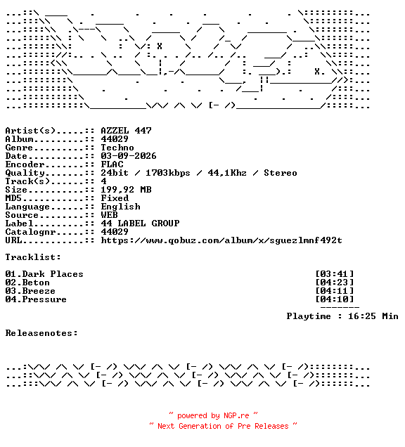 NFO for the release AZZEL_447-44029-24BIT-WEB-FLAC-2026-WAVED by WAVED