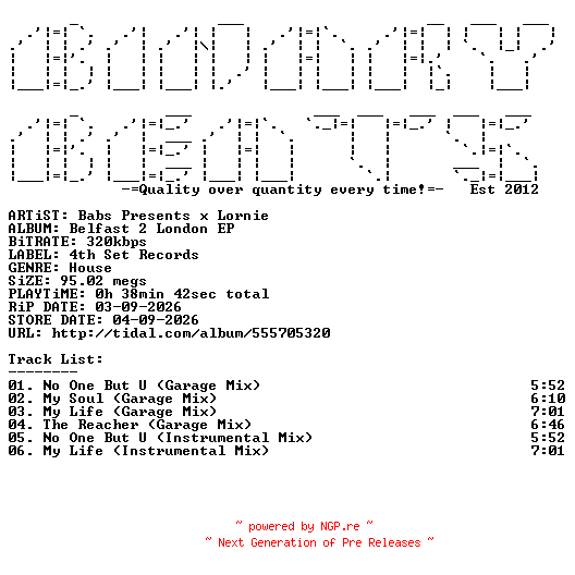 NFO for the release Babs_Presents_x_Lornie-Belfast_2_London_EP-(4THSR353)-WEB-2026-BB by BB
