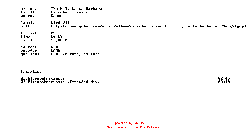 NFO for the release The_Holy_Santa_Barbara_-_Eisenbahnstrasse-WEB-DE-2026-BITCOINS by BITCOINS