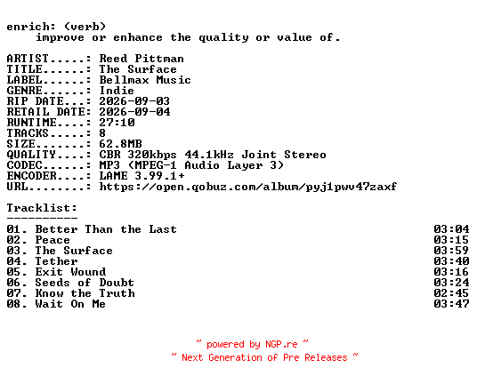 NFO for the release Reed_Pittman-The_Surface-WEB-2026-ENRiCH by ENRiCH