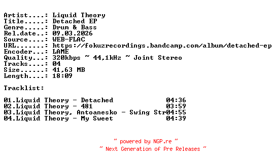 NFO for the release Liquid_Theory-Detached_EP-(FOKUZ423)-WEB-2026-IND by IND
