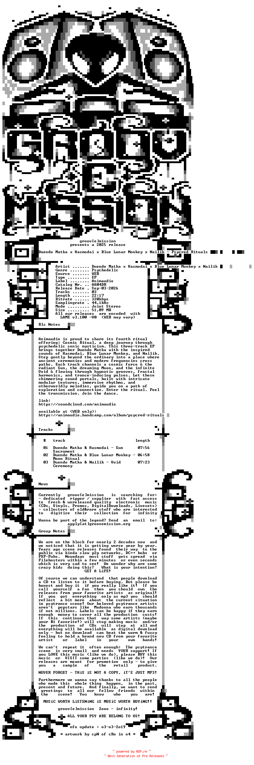 NFO for the release Duendo_Matka_x_Hasmodai_x_Blue_Lunar_Monkey_x_Nailik_-_Psycred_Rituals-(AA04DR)-WEB-2025-gEm by gEm