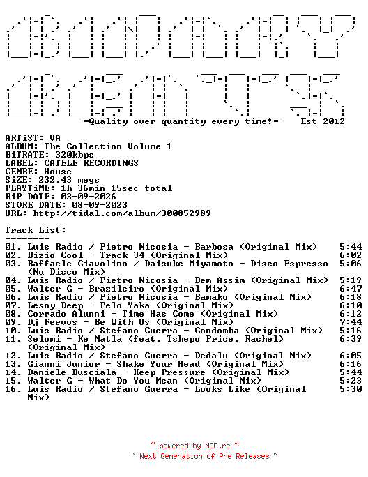 NFO for the release VA-The_Collection_Volume_1-(CTECP001)-WEB-2023-BB by BB