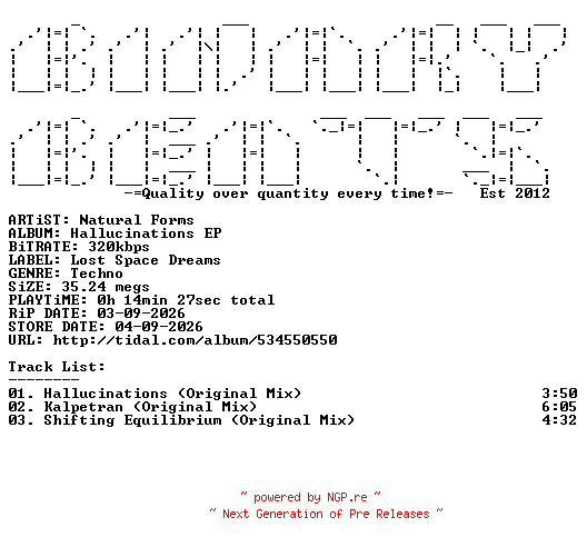 NFO for the release Natural_Forms-Hallucinations_EP-(LSD012)-WEB-2026-BB by BB