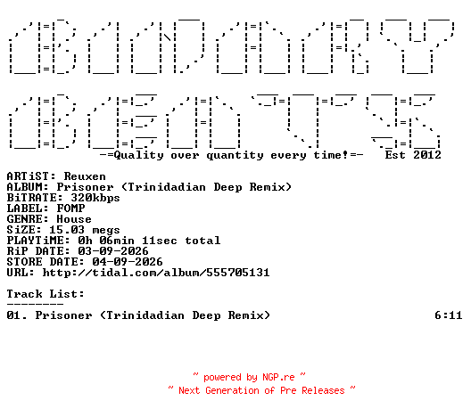 NFO for the release Reuxen-Prisoner_(Trinidadian_Deep_Remix)-(FOMP185)-SINGLE-WEB-2026-BB by BB
