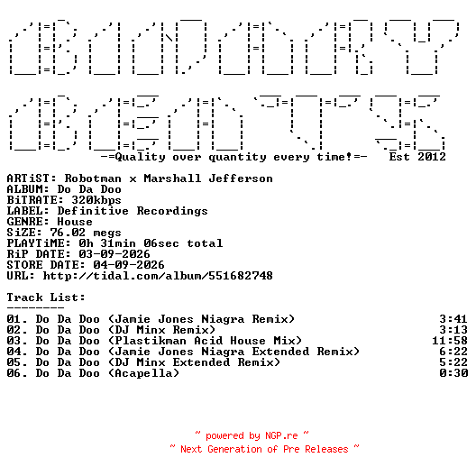 NFO for the release Robotman_x_Marshall_Jefferson-Do_Da_Doo-(DEFCLAS032)-WEB-2026-BB by BB
