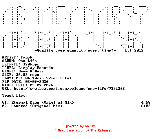 NFO for the release TaLoN-One_Life-(LPRBAS512)-WEB-2026-BB by BB