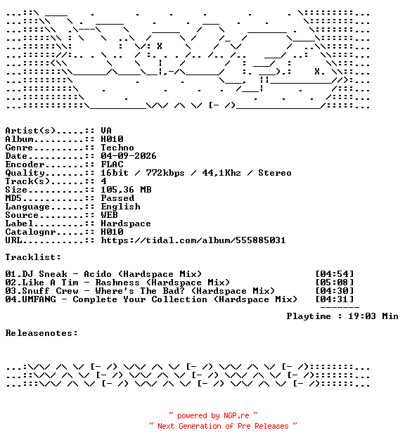 NFO for the release VA-H010-16BIT-WEB-FLAC-2026-WAVED by WAVED