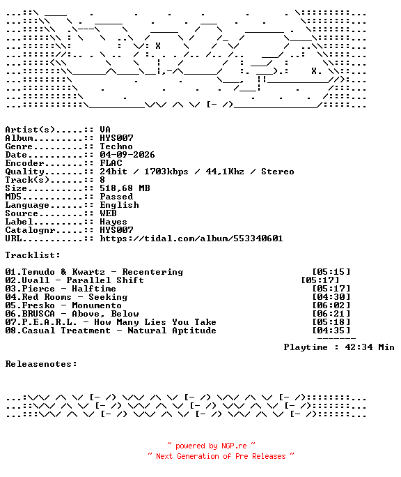 NFO for the release VA-HYS007-24BIT-WEB-FLAC-2026-WAVED by WAVED