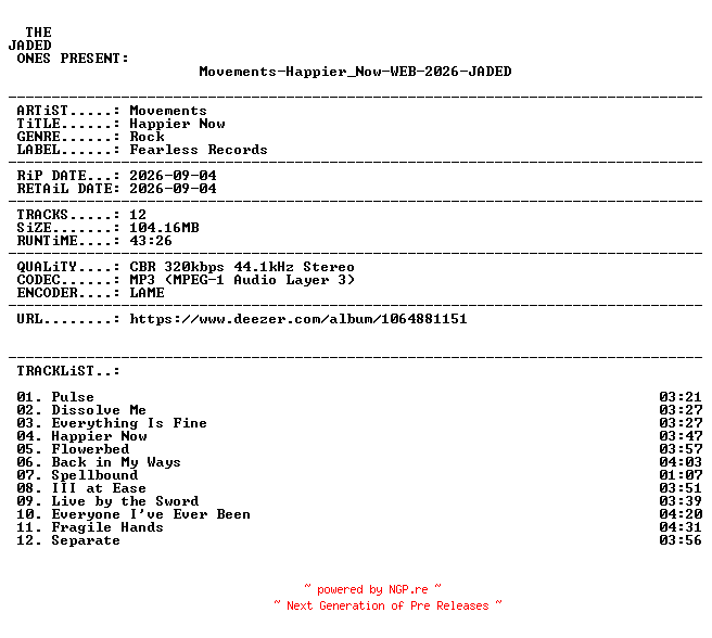 NFO for the release Movements-Happier_Now-WEB-2026-JADED by JADED