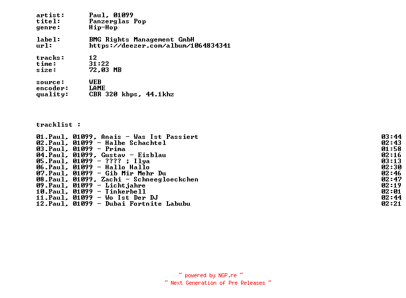 NFO for the release Paul_01099_-_Panzerglas_Pop-WEB-DE-2026-BITCOINS by BITCOINS