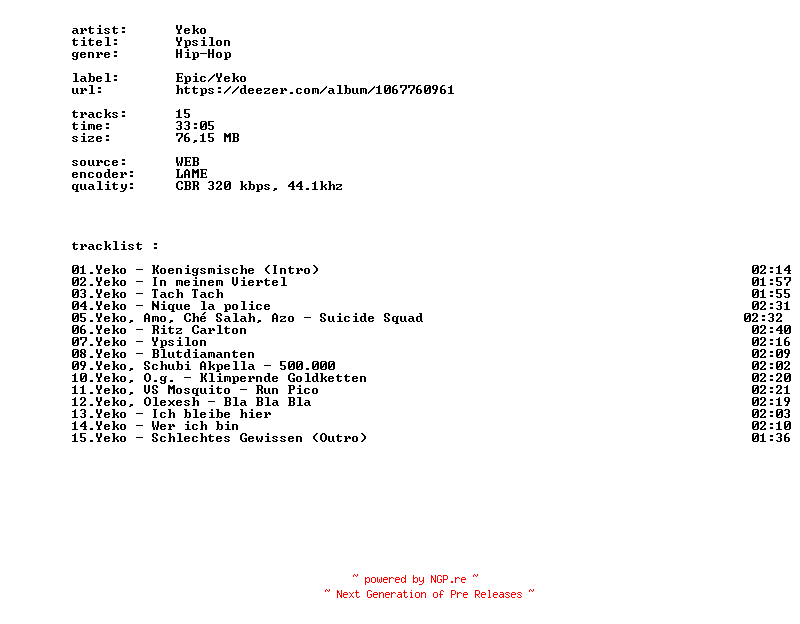 NFO for the release Yeko_-_Ypsilon-WEB-DE-2026-BITCOINS by BITCOINS