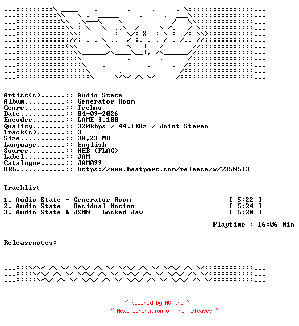 NFO for the release Audio_State-Generator_Room-JAM099-WEB-2026-WAV by WAV