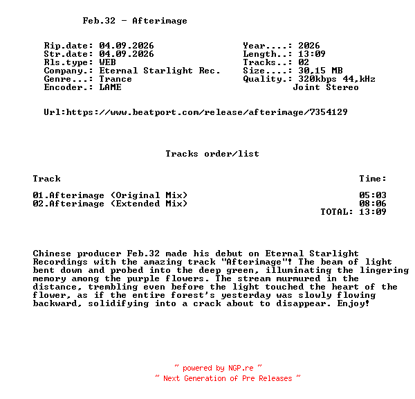 NFO for the release Feb.32_-_Afterimage-(ESLR046)-WEB-2026-FMC by FMC