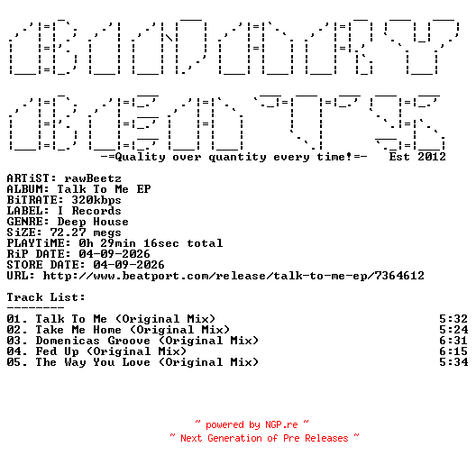 NFO for the release rawBeetz-Talk_To_Me_EP-(IRECEPIREC1374D5TRSPDBP)-WEB-2026-BB by BB