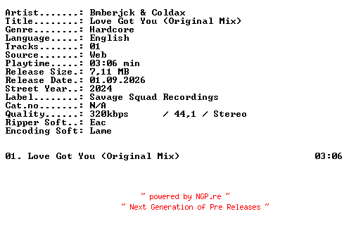 NFO for the release Bmberjck_and_Coldax-Love_Got_You_(Original_Mix)-SINGLE-WEB-2024-XTC_iNT by XTC_iNT