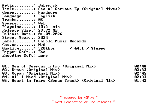 NFO for the release Bmberjck-Sea_of_Sorrows_Ep_(Original_Mixes)-WEB-2024-XTC_iNT by XTC_iNT