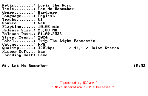 NFO for the release Boris_the_Noss-Let_Me_Remember-SINGLE-WEB-2024-XTC_iNT by XTC_iNT