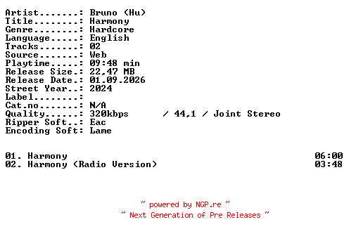 NFO for the release Bruno_(Hu)-Harmony-WEB-2024-XTC_iNT by XTC_iNT