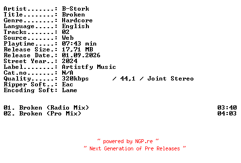 NFO for the release B-Stork-Broken-WEB-2024-XTC_iNT by XTC_iNT