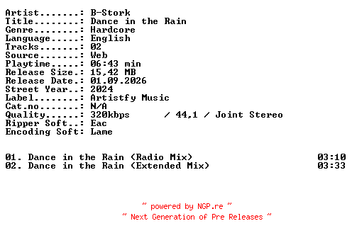 NFO for the release B-Stork-Dance_in_the_Rain-WEB-2024-XTC_iNT by XTC_iNT