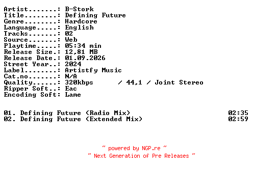 NFO for the release B-Stork-Defining_Future-WEB-2024-XTC_iNT by XTC_iNT