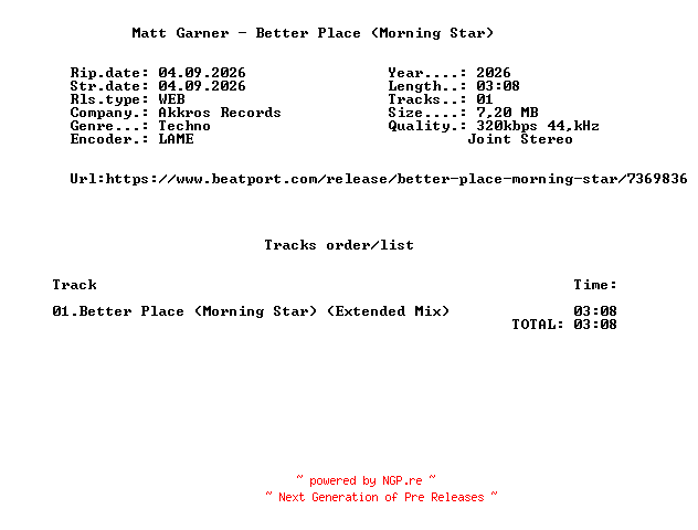 NFO for the release Matt_Garner_-_Better_Place_(Morning_Star)-(AREC138E)-SINGLE-WEB-2026-FMC by FMC