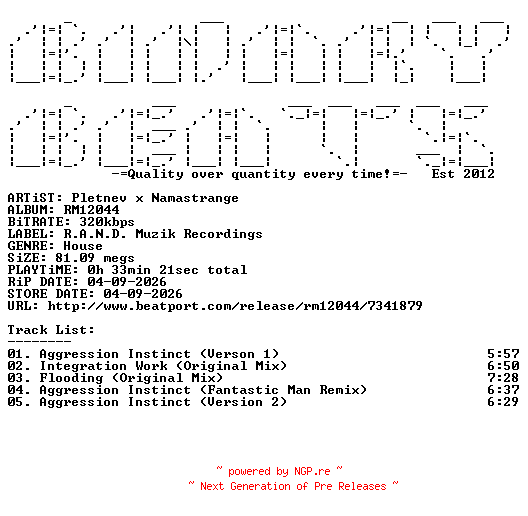 NFO for the release Pletnev_x_Namastrange-RM12044-(RM12044)-WEB-2026-BB by BB