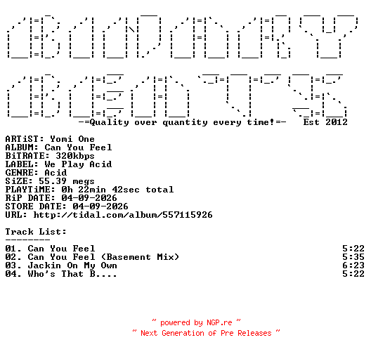 NFO for the release Yomi_One-Can_You_Feel-(WPA090)-WEB-2026-BB by BB