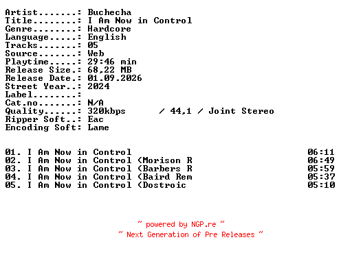 NFO for the release Buchecha-I_Am_Now_in_Control-WEB-2024-XTC_iNT by XTC_iNT