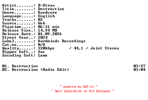 NFO for the release B-Xtrax-Destruction-WEB-2024-XTC_iNT by XTC_iNT