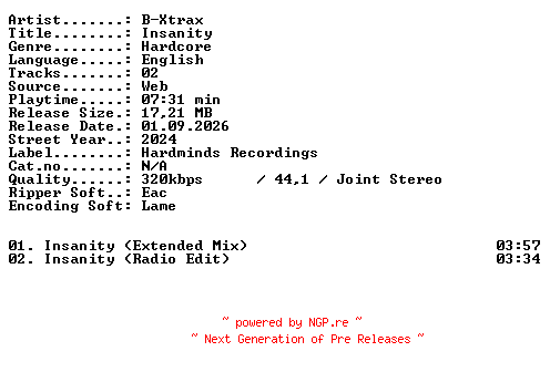 NFO for the release B-Xtrax-Insanity-WEB-2024-XTC_iNT by XTC_iNT