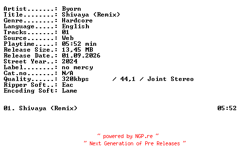 NFO for the release Byorn-Shivaya_(Remix)-SINGLE-WEB-2024-XTC_iNT by XTC_iNT