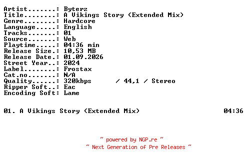 NFO for the release Byterz-A_Vikings_Story_(Extended_Mix)-SINGLE-WEB-2024-XTC_iNT by XTC_iNT