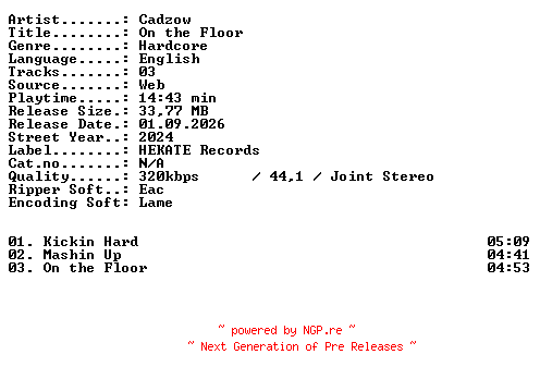 NFO for the release Cadzow-On_the_Floor-WEB-2024-XTC_iNT by XTC_iNT