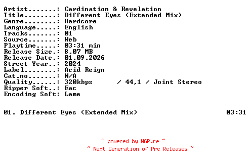 NFO for the release Cardination_and_Revelation-Different_Eyes_(Extended_Mix)-SINGLE-WEB-2024-XTC_iNT by XTC_iNT