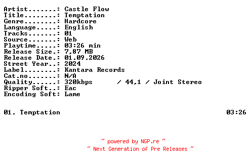 NFO for the release Castle_Flow-Temptation-SINGLE-WEB-2024-XTC_iNT by XTC_iNT