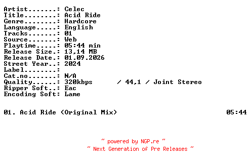 NFO for the release Celec-Acid_Ride-SINGLE-WEB-2024-XTC_iNT by XTC_iNT
