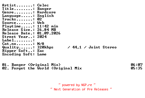 NFO for the release Celec-Banger-WEB-2024-XTC_iNT by XTC_iNT