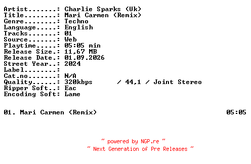 NFO for the release Charlie_Sparks_(Uk)-Mari_Carmen_(Remix)-SINGLE-WEB-2024-XTC_iNT by XTC_iNT