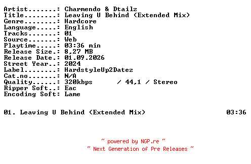 NFO for the release Charmendo_and_Dtailz-Leaving_U_Behind_(Extended_Mix)-SINGLE-WEB-2024-XTC_iNT by XTC_iNT