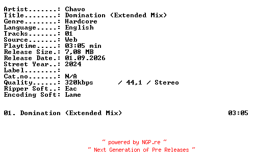 NFO for the release Chavo-Domination_(Extended_Mix)-SINGLE-WEB-2024-XTC_iNT by XTC_iNT
