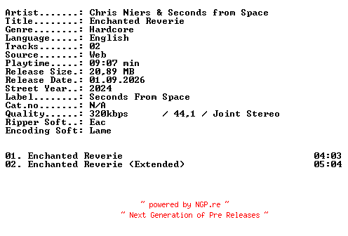 NFO for the release Chris_Niers_and_Seconds_from_Space-Enchanted_Reverie-WEB-2024-XTC_iNT by XTC_iNT
