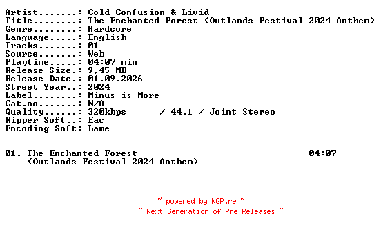 NFO for the release Cold_Confusion_and_Livid-The_Enchanted_Forest_(Outlands_Festival_2024_Anthem)-SINGLE-WEB-2024-XTC_iNT by XTC_iNT